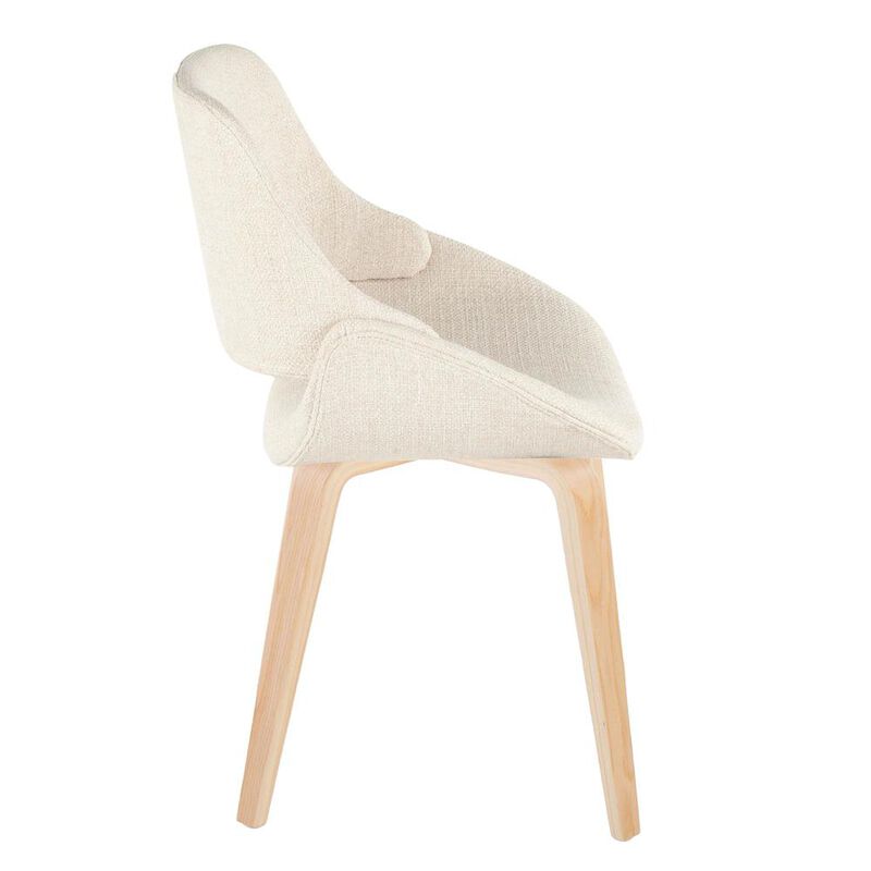 LumiSource Natural Wood, Cream Fabric Fabrico Chair - Set of 2