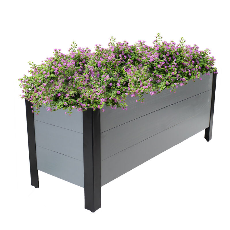 Acacia Wood Planter Box with Removable Planter Bag