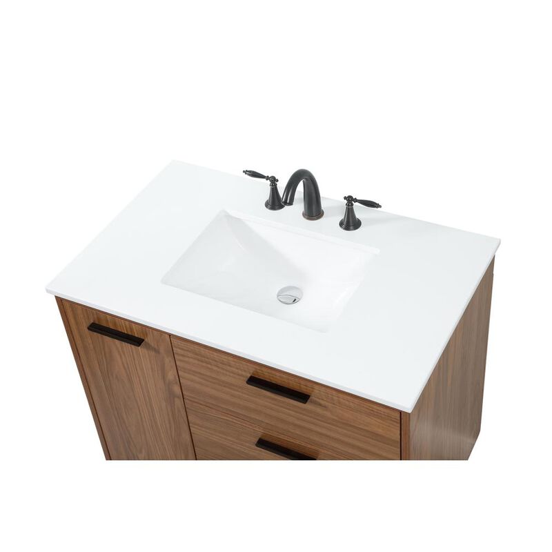 Elegant Kitchen and Bath 36 inch Single bathroom vanity in walnut brown