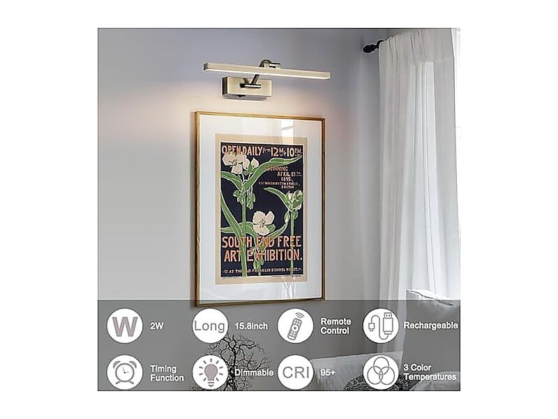 5000mAh Light Battery Operated 16 Inch Antique Bronze Wireless Rechargeable image number 1