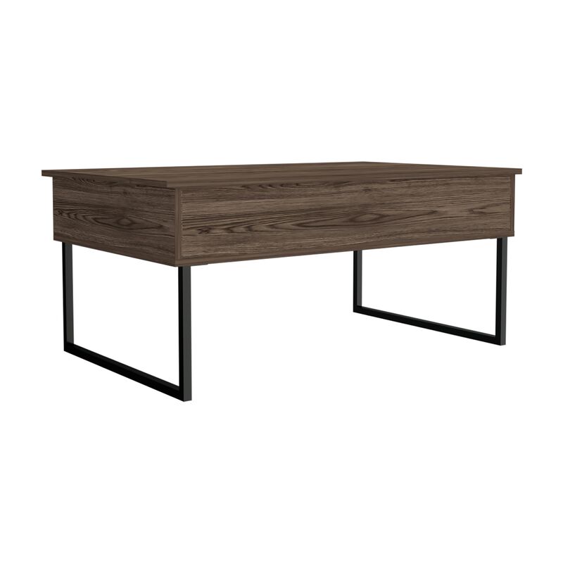 Nora Lift Top Coffee Table,Two Legs -Dark Walnut