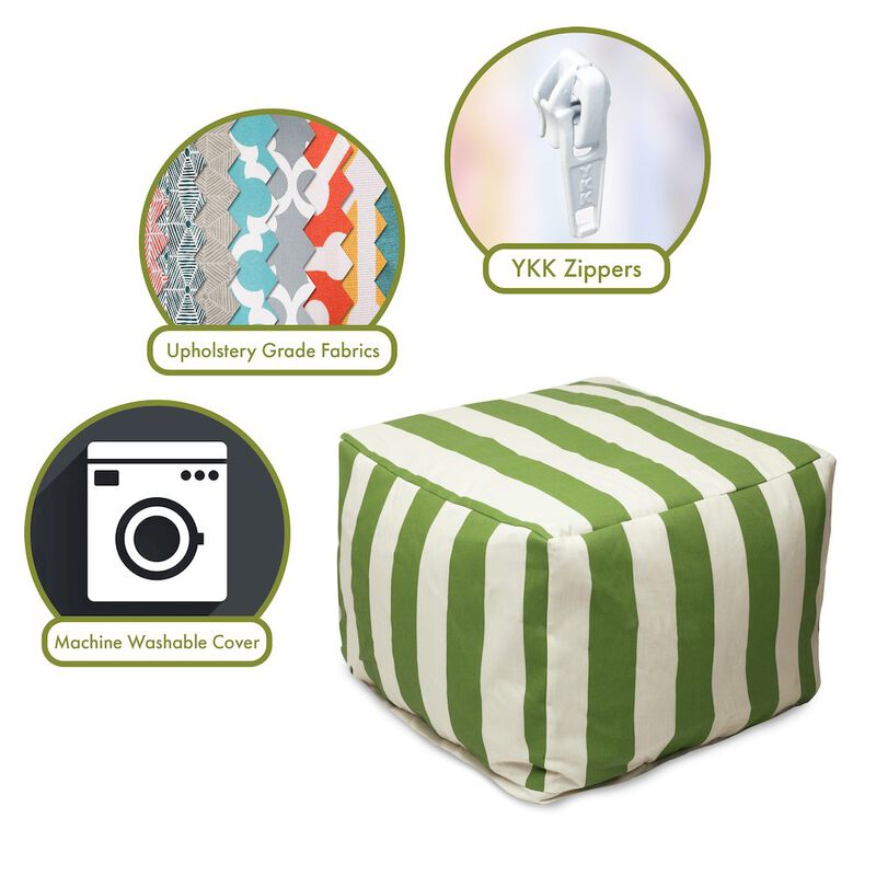 Majestic Home Goods Ottoman Pouf Vertical Stripe Sage