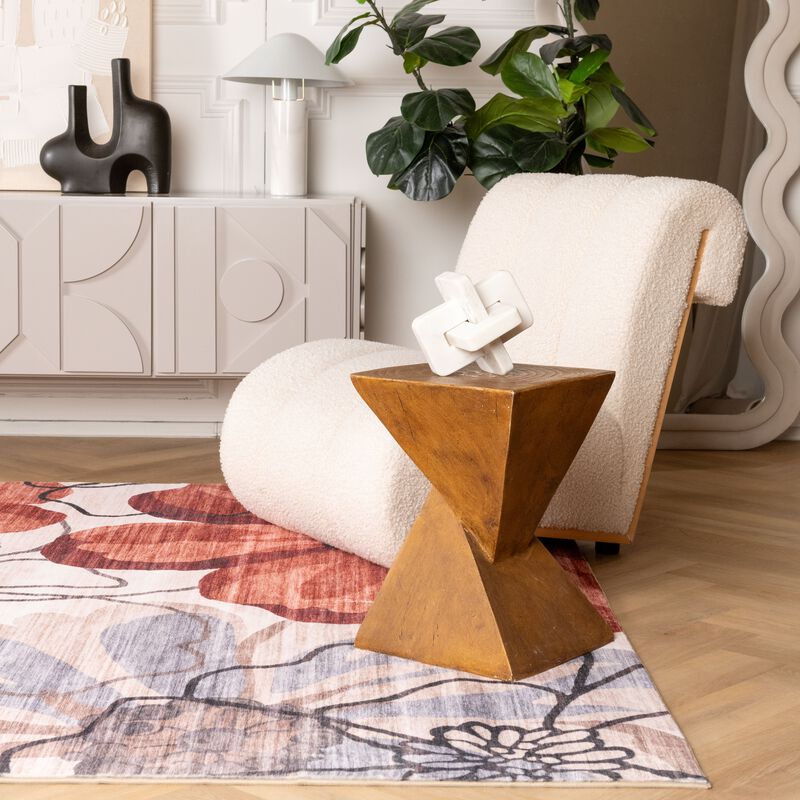 Rug Branch Sakura Modern Floral Red Beige Indoor Area Rug