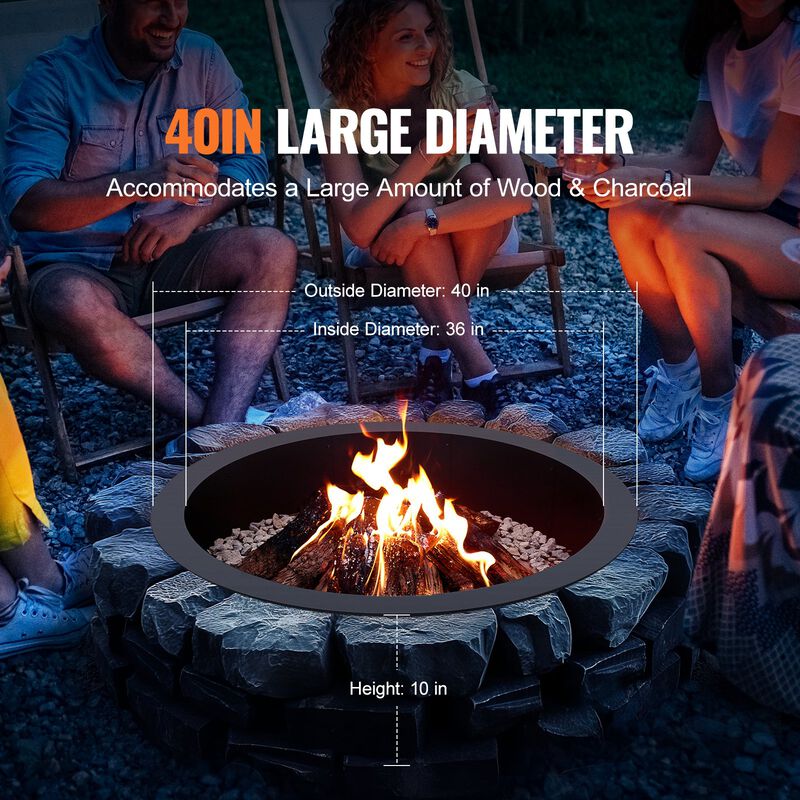 Campfire Ring – Round Outer Steel Fire Pit Liner, Ideal for DIY Firepit Builds on Patios, Lawns or Gardens