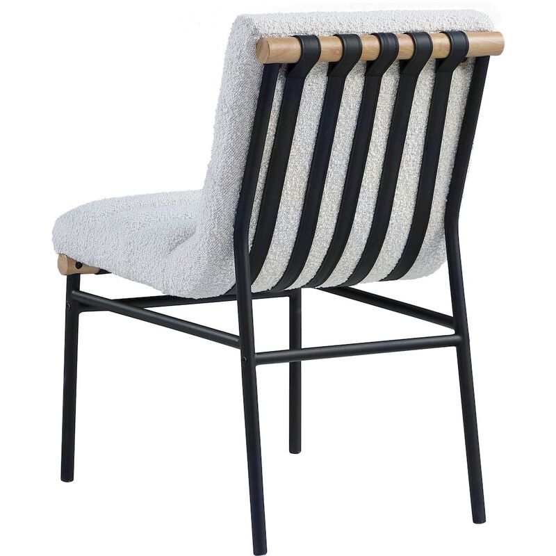 Meridian Furniture Burke Cream Boucle Fabric Dining Chair, Set of 2