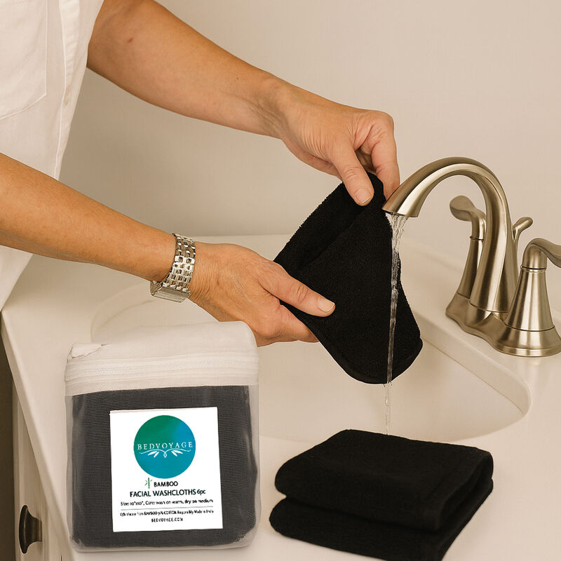 BedVoyage viscose from Bamboo Facial Washcloth, 6pk - Black