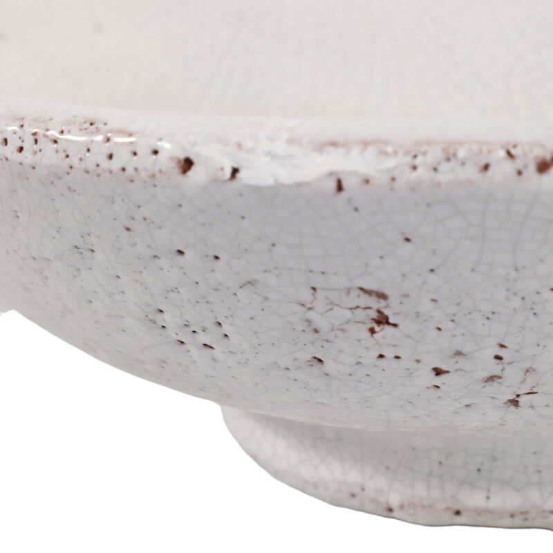 12" Crackle Finish Bowl, White image number 4