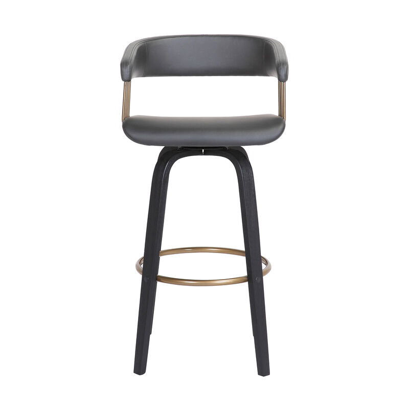 HomeRoots Faux Leather Swivel Bar Height Bar Chair image number 0