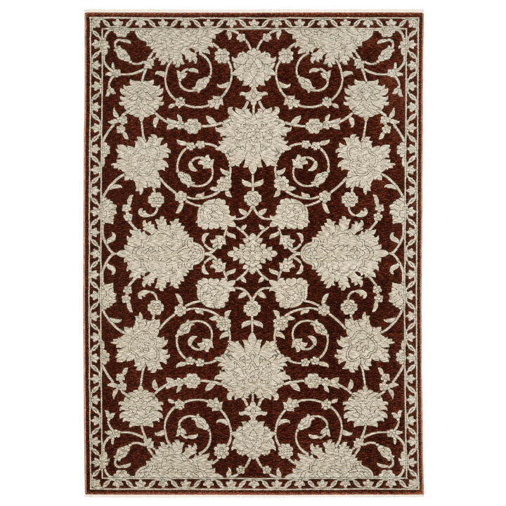 HomeRoots Floral Area Rug With Fringe