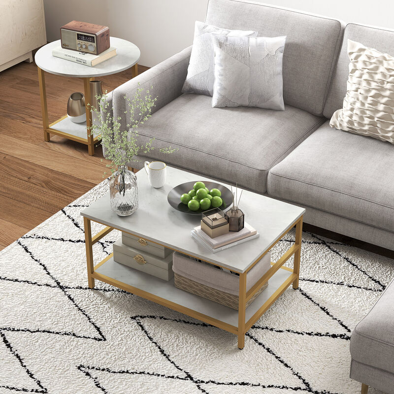 Hivvago Coffee Table Set with Faux Marble Top image number 7