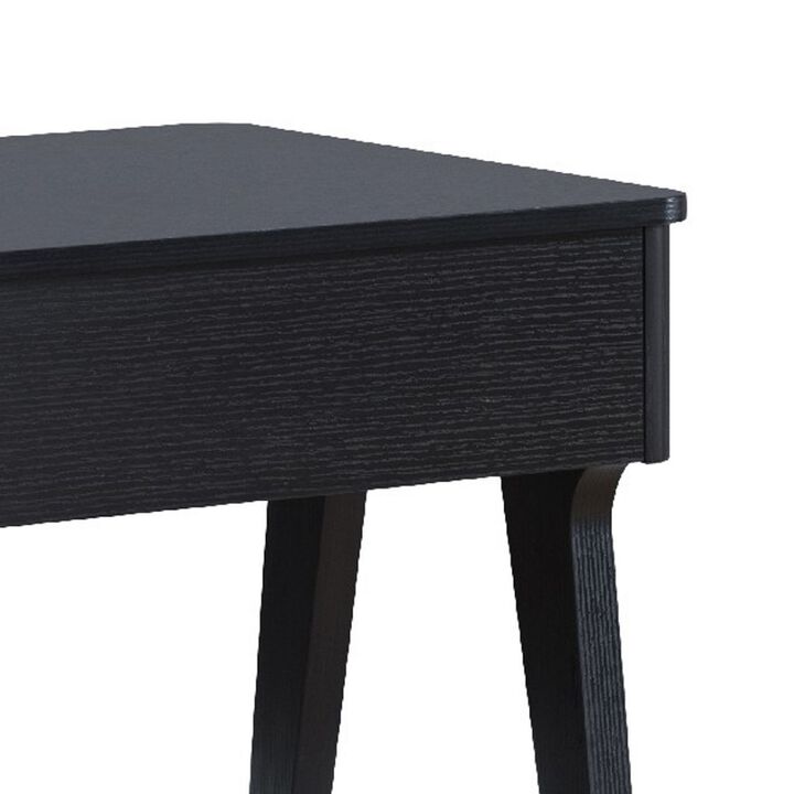 22 Inch Edward End Table with Lift Top and Bottom Shelf, Black-Benzara