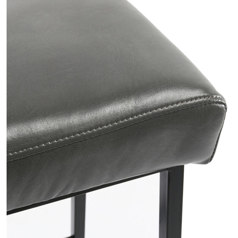 26 Inch Backless Counter Stool with Leatherette Seat, Set of 2, Gray