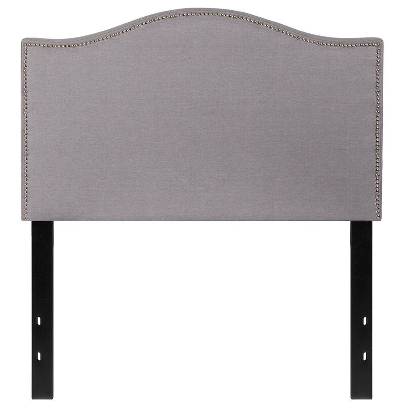 Flash Furniture Upholstered Twin Size Headboard with Accent Nail Trim in Light Gray Fabric image number 2