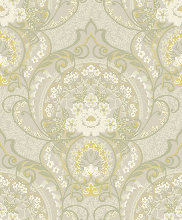 Nasrin Light Grey Damask Wallpaper (Set of 2)