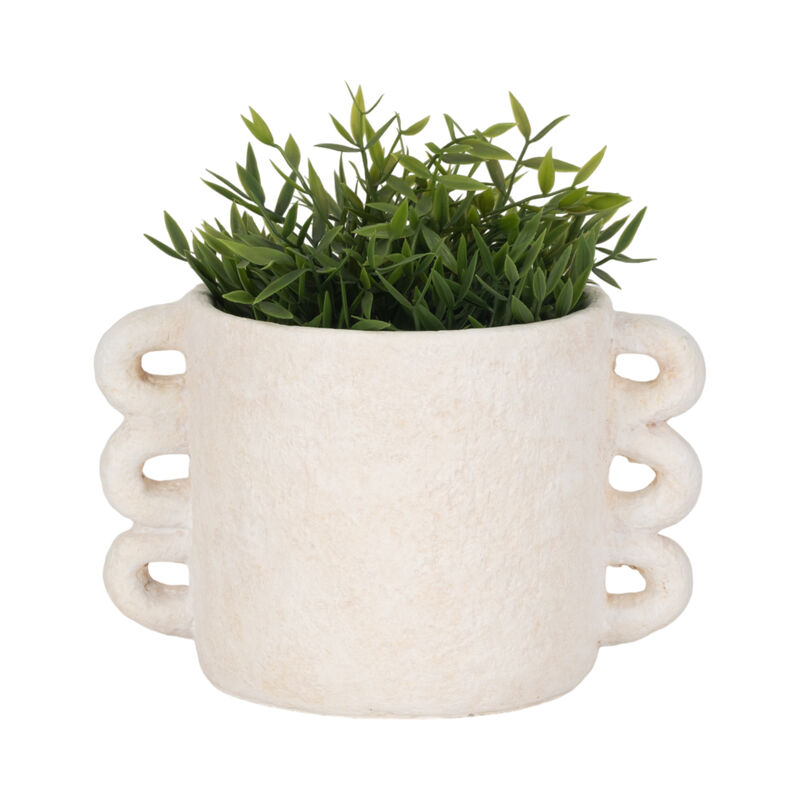 10" White Arch Handle Planter