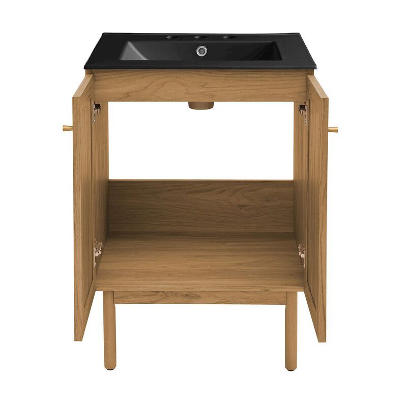 24" Freestanding Bathroom Vanity with 3-Hole Centerset Sink Top image number 4