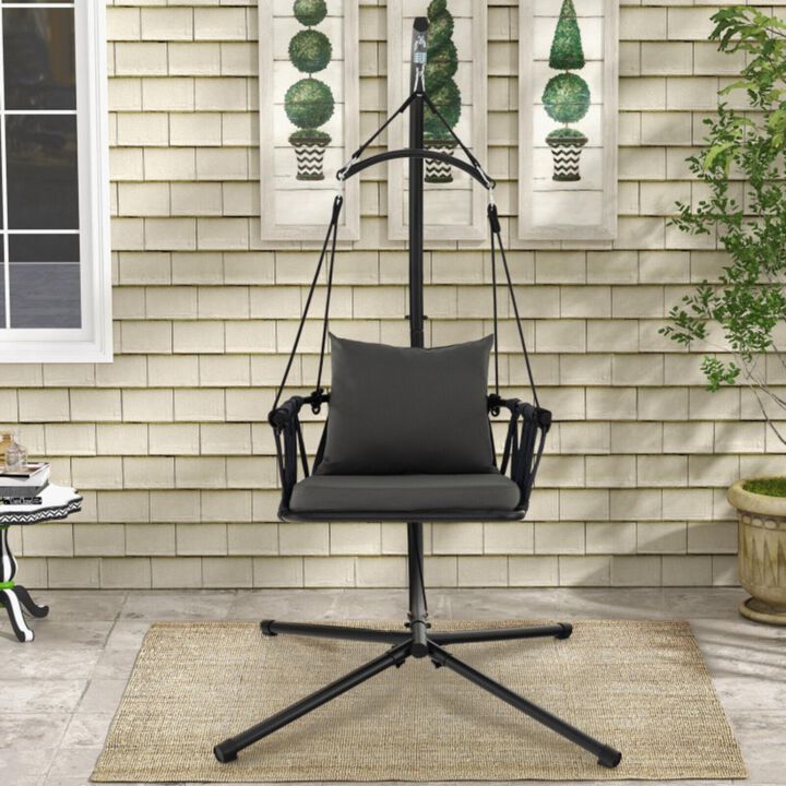 Hivvago Hanging Swing Chair with Stand-Gray