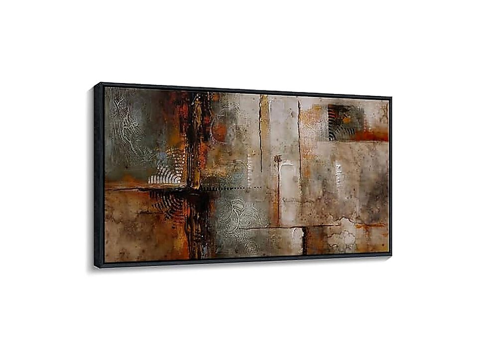Large Framed Abstract Wall Art Brown Subtle Textured Canvas Ready Hang Decor