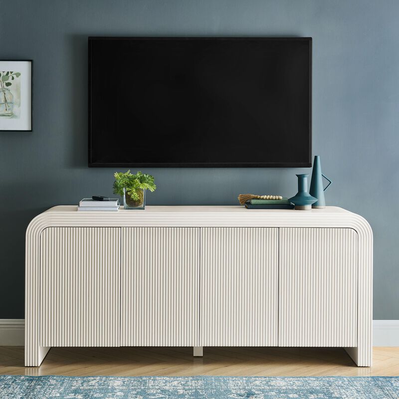 Waterflute 70" Fluted 4-Door Sideboard Cabinet in Walnut image number 4