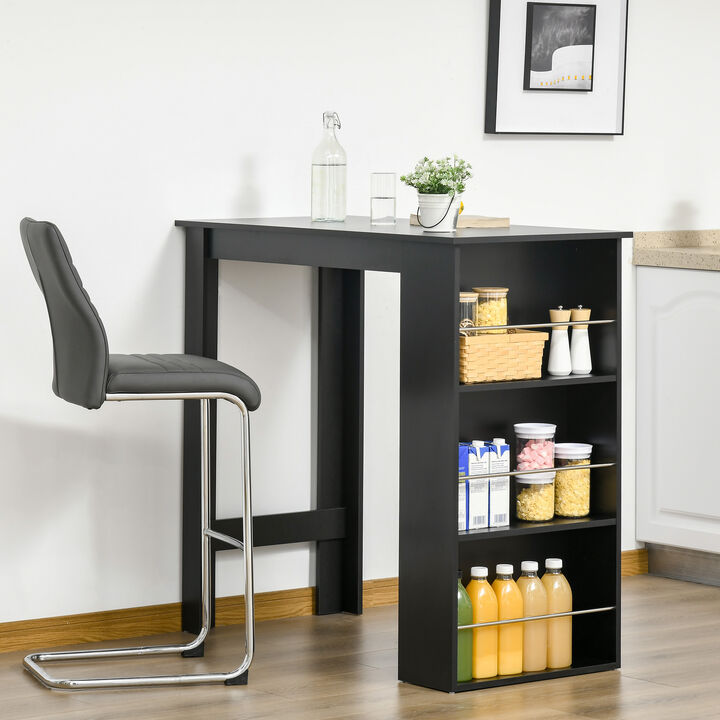 Hivvago Modern Kitchen Bar Table with Storage Shelves