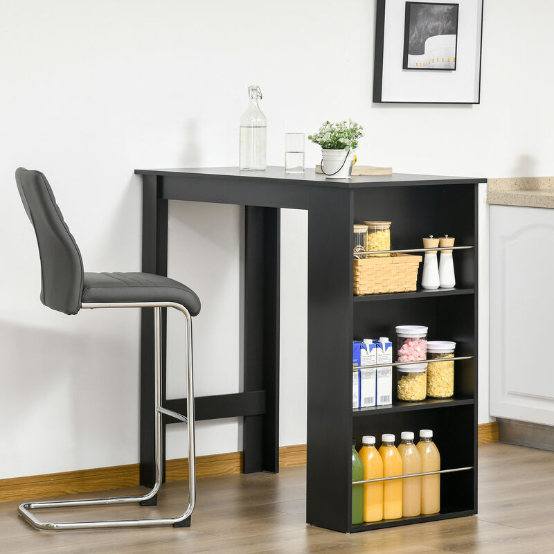 Hivvago Modern Kitchen Bar Table with Storage Shelves image number 1