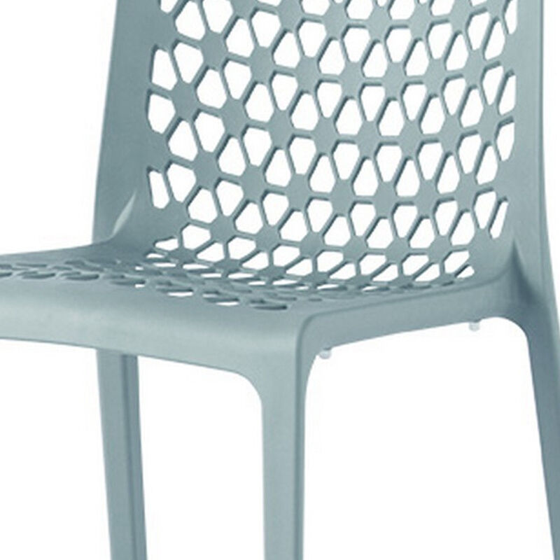HomeRoots Set of Two Baby Blue Heavy Duty Plastic Outdoor Stacking Dining Chairs image number 2