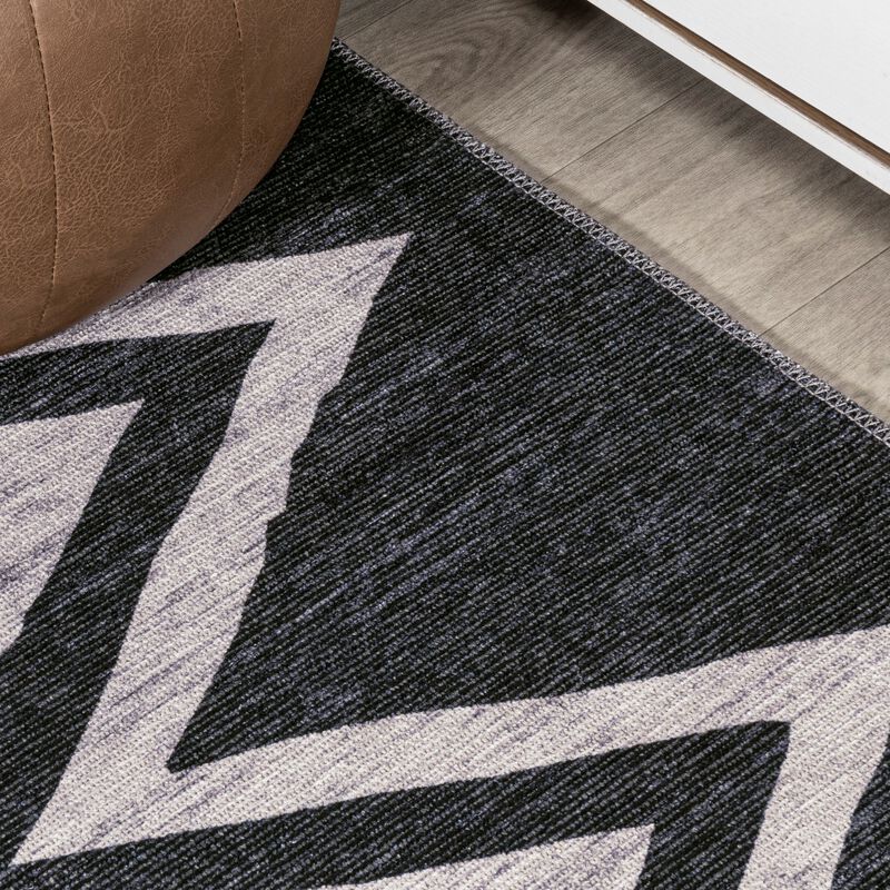 Siksak Modern Chevron Border Area Rug