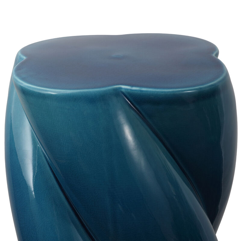 Yves 18" Modern Minimalist Rope Twist Ceramic Indoor/Outdoor Garden Stool