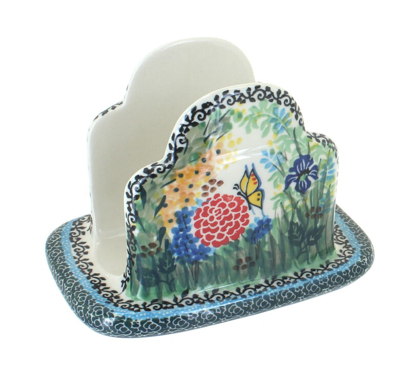 Blue Rose Polish Pottery Teresa Napkin Holder