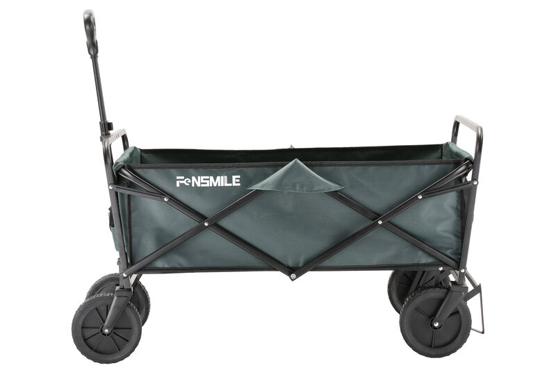 EchoSmile 4.06 cu. ft. Fabric Portable Garden Cart with Adjustable Rolling Wheels in Green