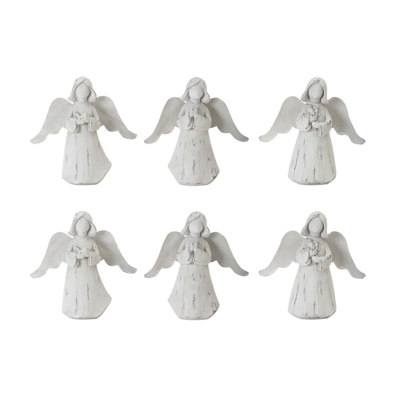 Resin Angel Set of 6 for Holiday and Home Decor