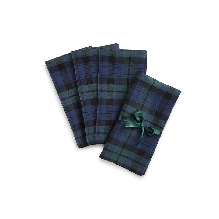 Linen Dinner Napkins - Blackwatch Plaid