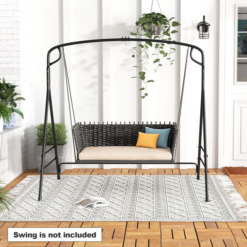 Black Outdoor Metal Swing Frame with Additional Side Bars image number 1
