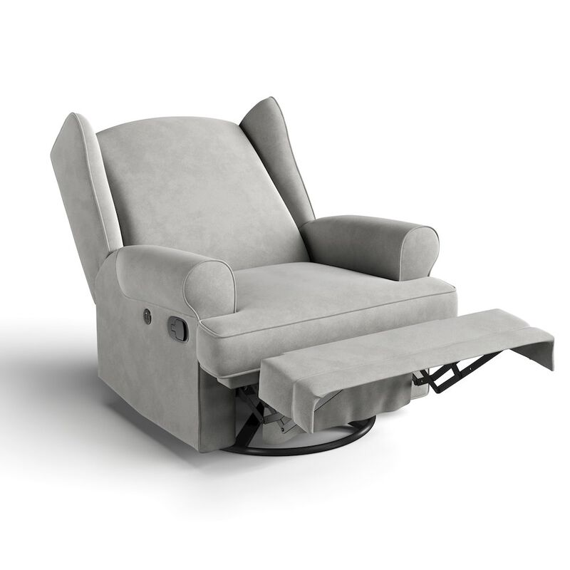 Storkcraft Serenity Wingback Upholstered Recliner Glider - Steel