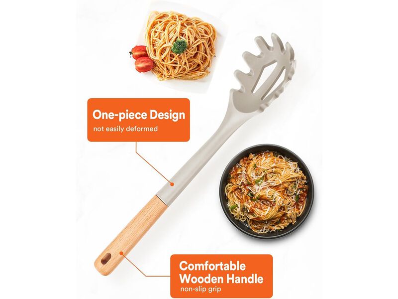 Badiano Silicone Pasta Fork, Kitchen Heat Resistant Noodle Spoon Server