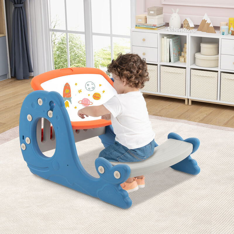 Blue Convertible Kids Activity Table Set with Toddler Easel and Whiteboard image number 1