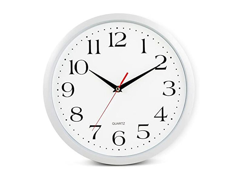 White Sweep Black Hands Wall Clock 12 Inch Silent Non Ticking Easy Read image number 0