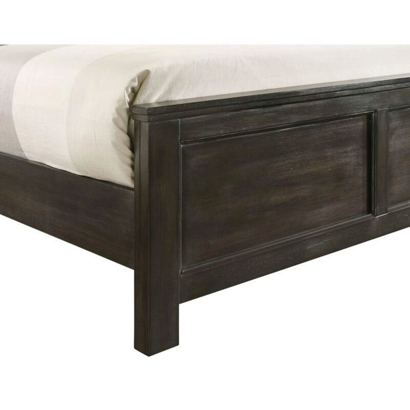 Aver King Size Bed, Transitional Carved Panel Design, Nutmeg Brown Wood - Benzara