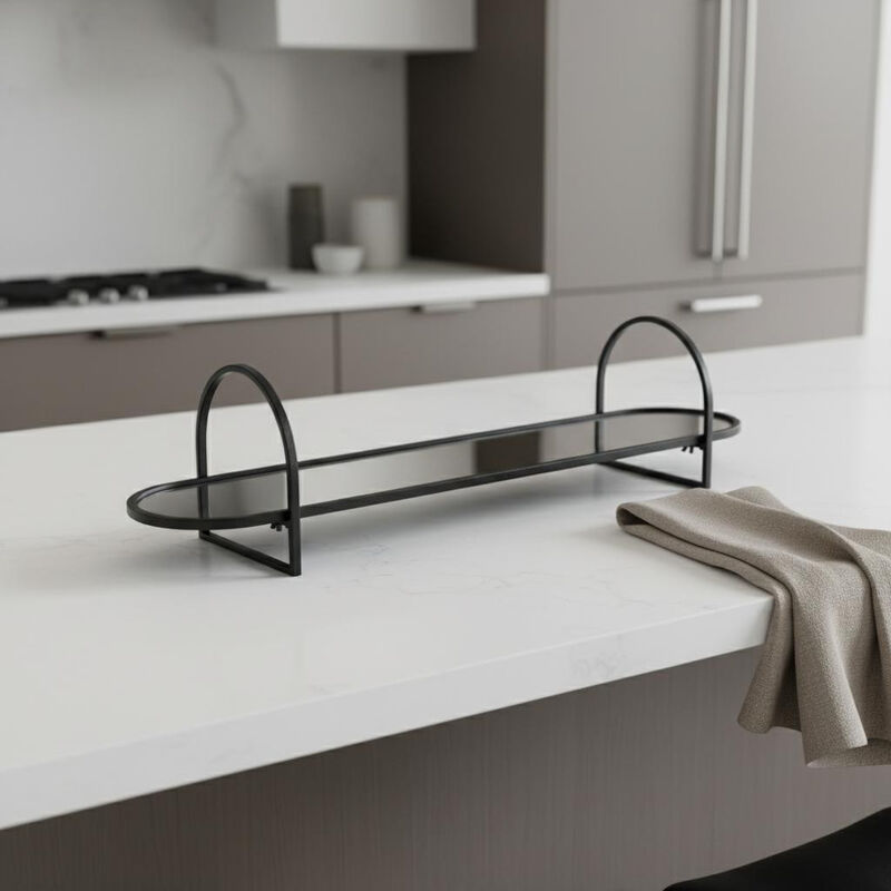 HomeRoots Set of Two Black Oval Metal Handmade Serving Tray With Handles image number 1