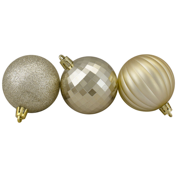 100ct Champagne Gold Shatterproof 3-Finish Christmas Ball Ornaments 2.5" (60mm)