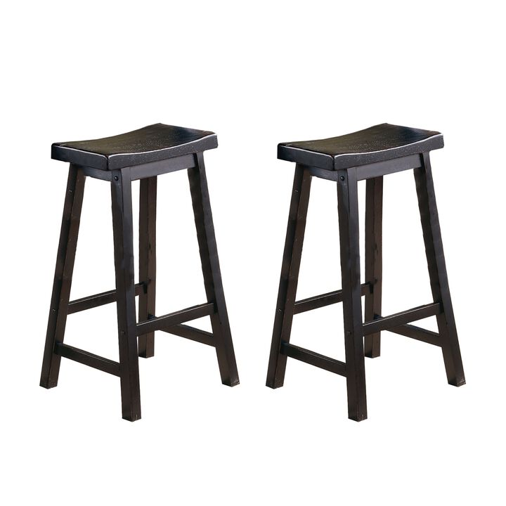 Streamdale 29'' Bar Stools, Saddle Seat Wood (Set of 2)