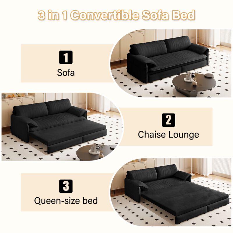 Lescet Velvet Pull‑Out Sleeper Sofa Bed image number 6