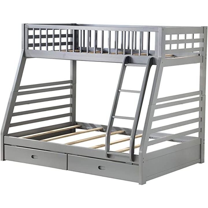 Jason Bunk Bed (Twin/Full & Storage), Gray (1Set/2Ctn)