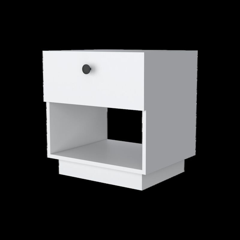 Plethoria Home White 1-Drawer Nightstand