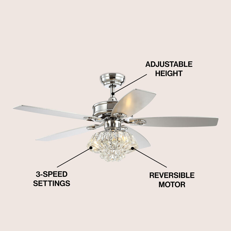Kate 3-Light Glam Crystal Drum LED Ceiling Fan With Remote