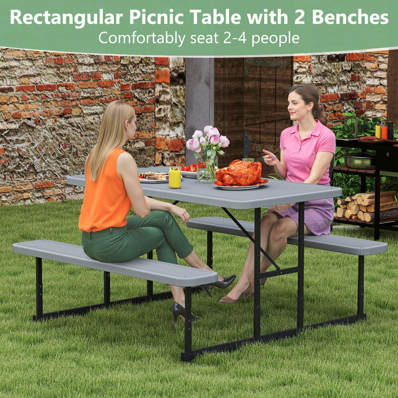 2&ndash;4 Person Outdoor Picnic Table with Benches &ndash; Rectangular Camping Dining Set
