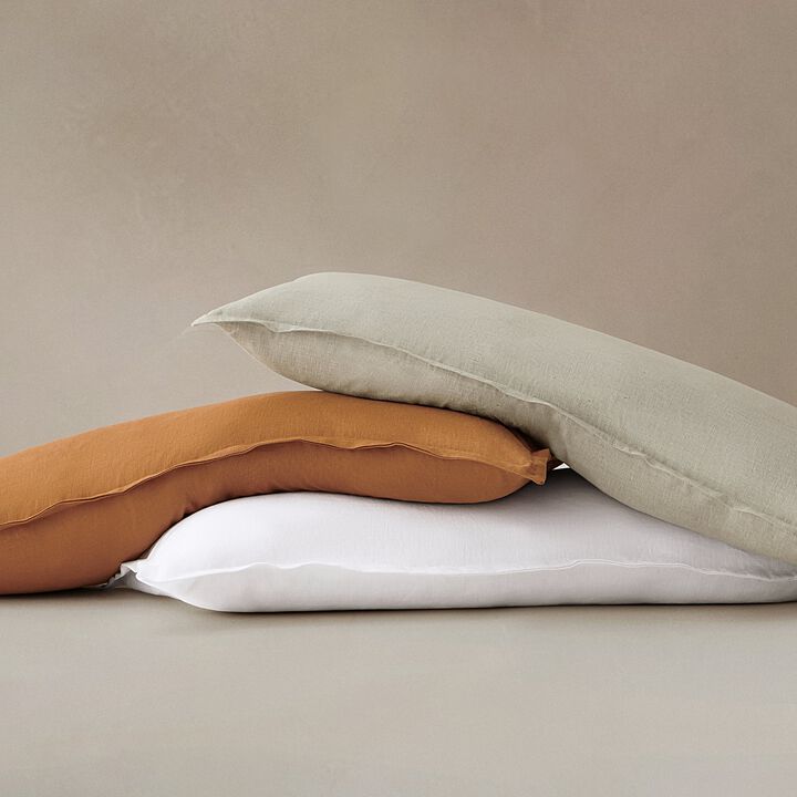 French Flax Linen White Lumbar Pillow