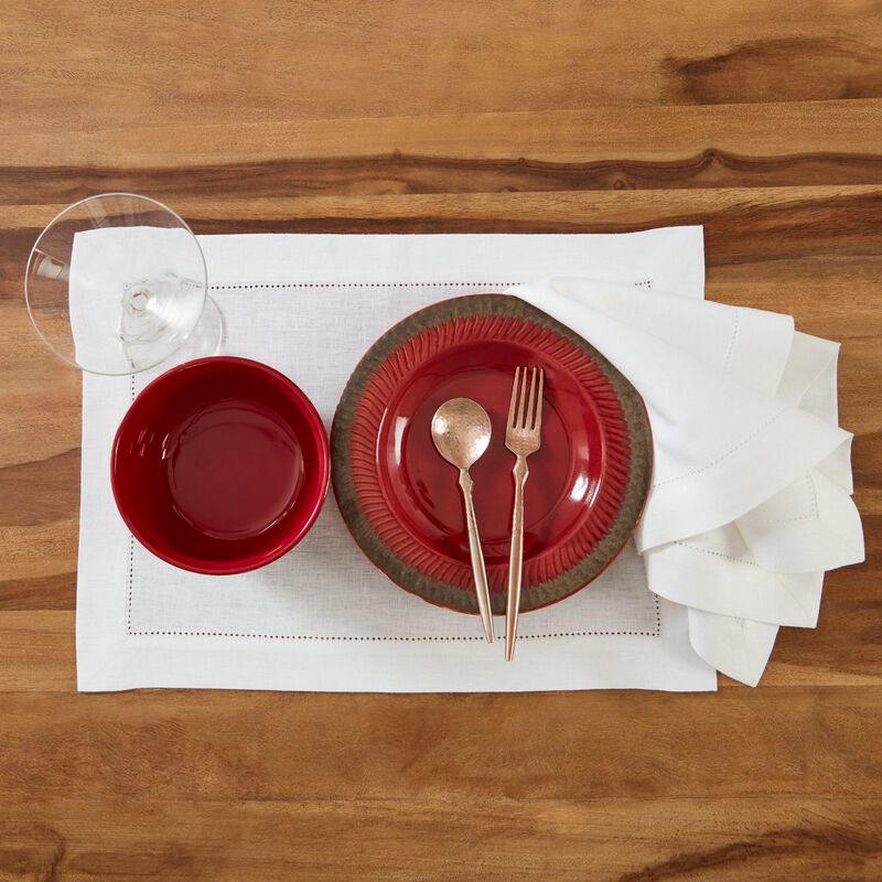 Solino Home 100% Pure Linen Dinner Napkins Set of 4 - Medium Weight Hemstitch