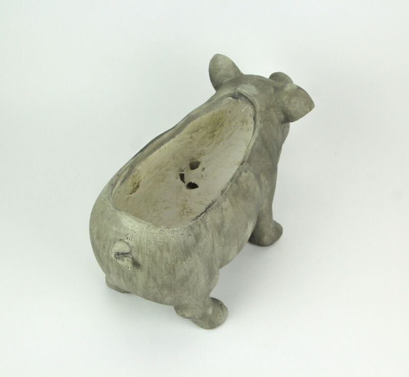 17 Inch Long Weathered Gray Finish Smiling Pig Planter image number 4