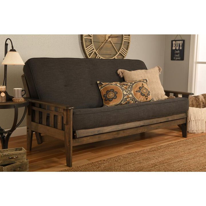 Tucson Frame-Rustic Walnut Finish-Linen Charcoal Mattress